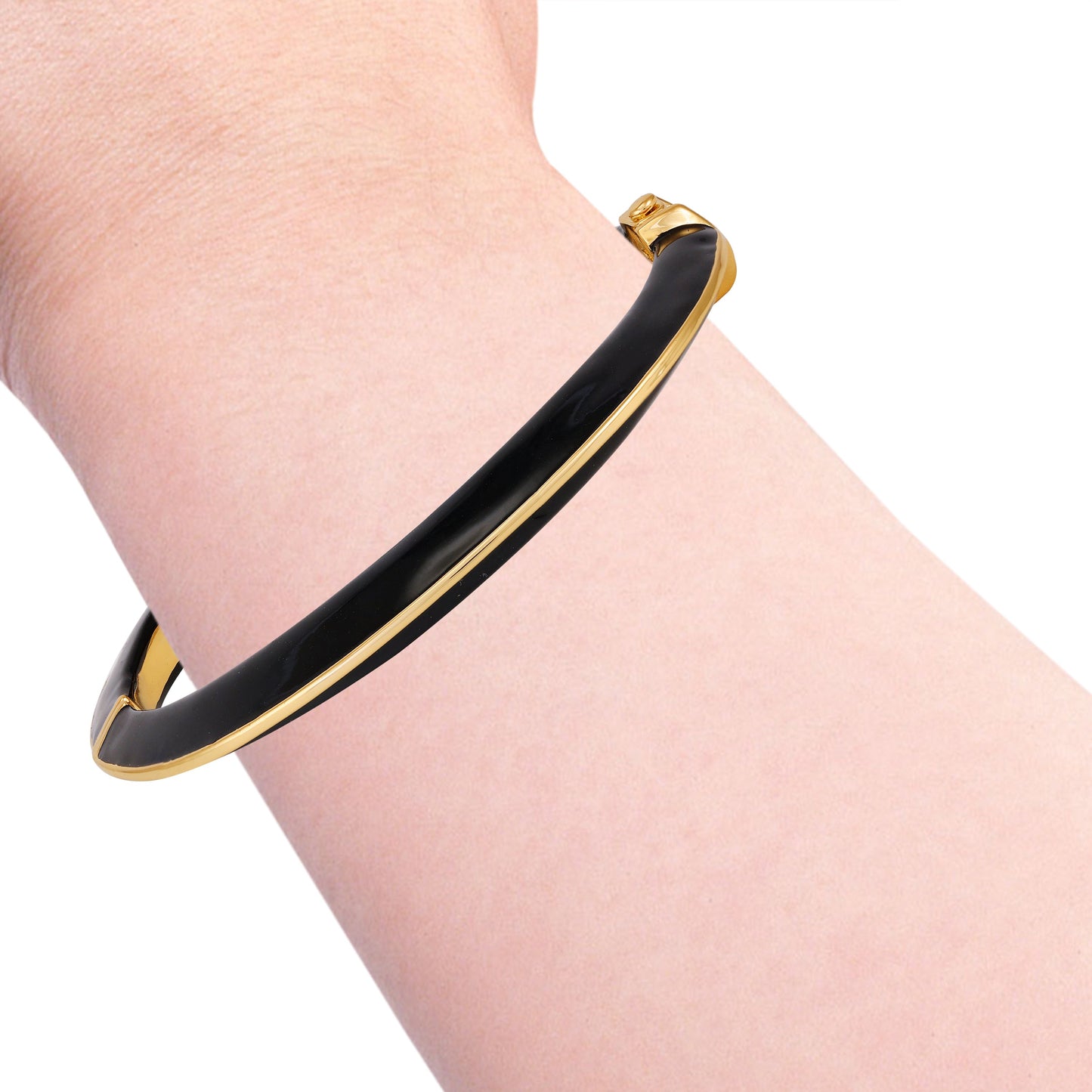 Vince Camuto Hinged Cuff Bracelet Black Gold Tone