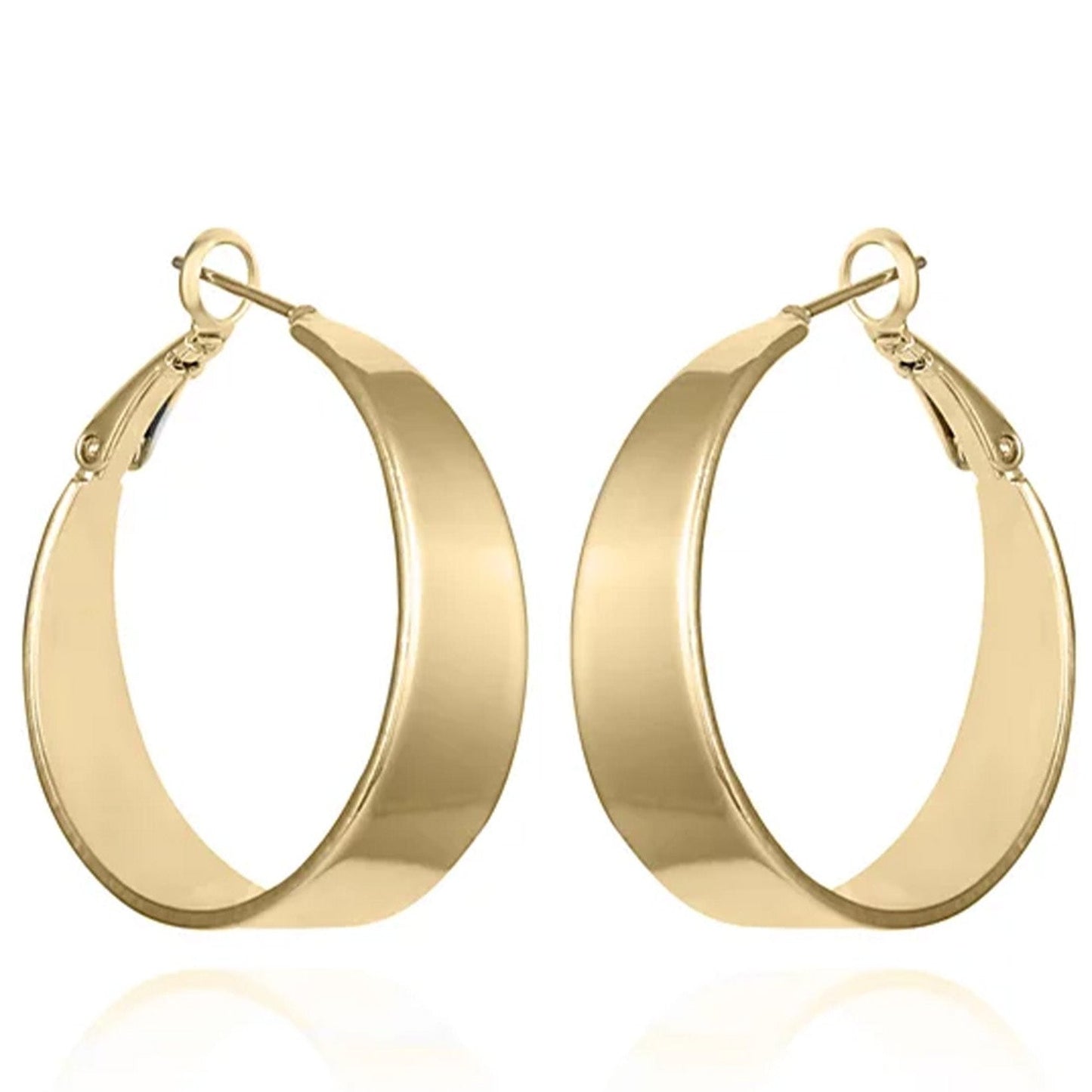 Vince Camuto Band Thick Hoop Earrings Gold Tone