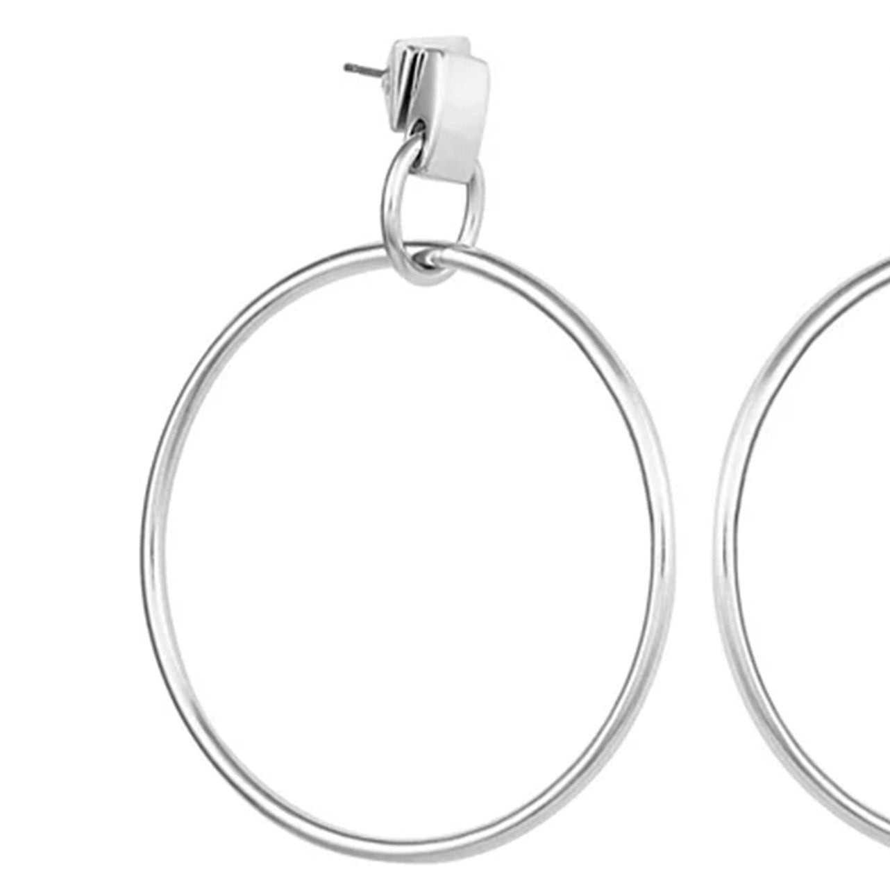 Vince Camuto Silvertone Hoop Drop Earrings Silver Tone