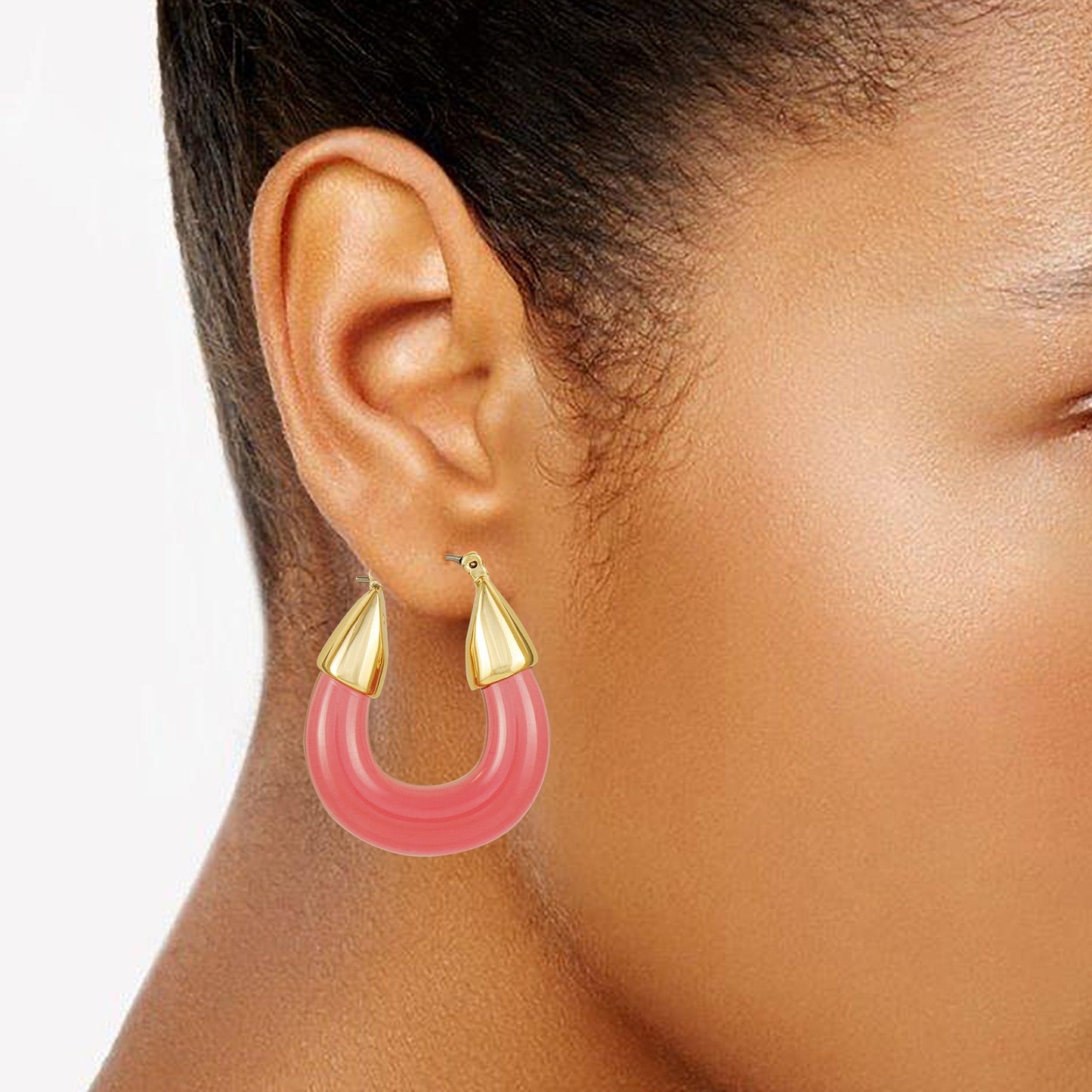 Vince Camuto Goldtone Pink Candy Hoop Earrings Gold Tone