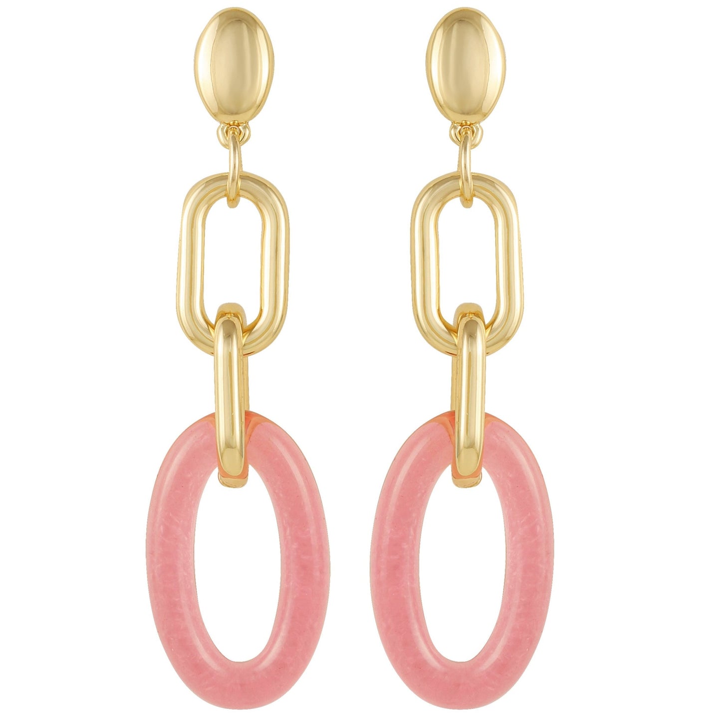 Vince Camuto Goldtone Pink Candy Interlocking Drop Earrings Gold Tone