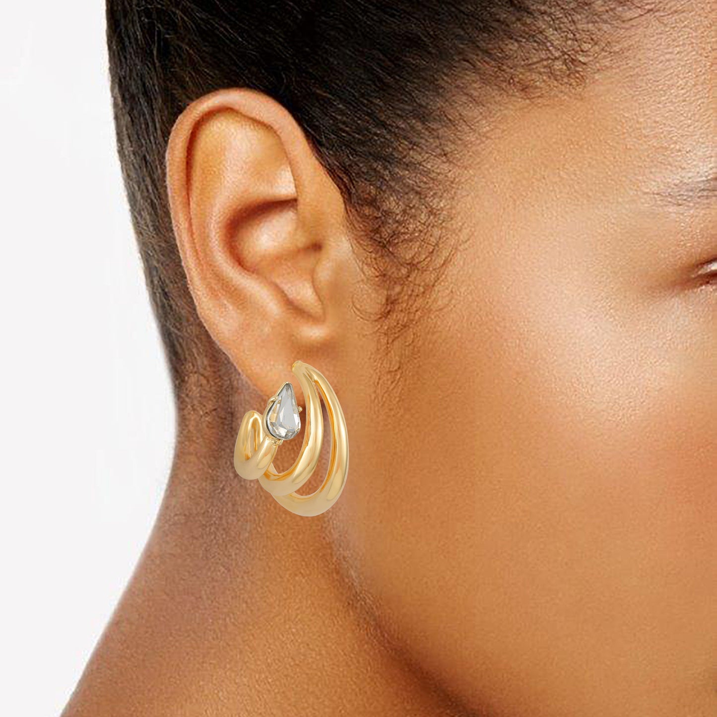 Vince Camuto Goldtone Crystal Stone Small Hoop Earring Gold Tone