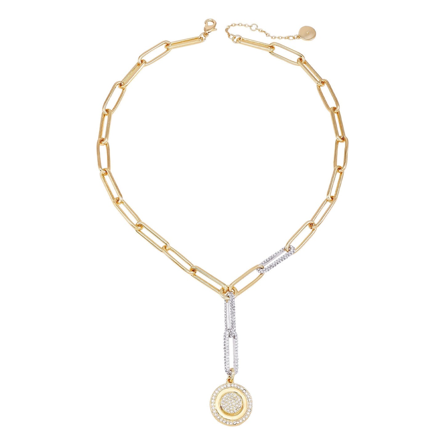 Vince Camuto Two Tone Coin Pendant Y Necklace Two Tone