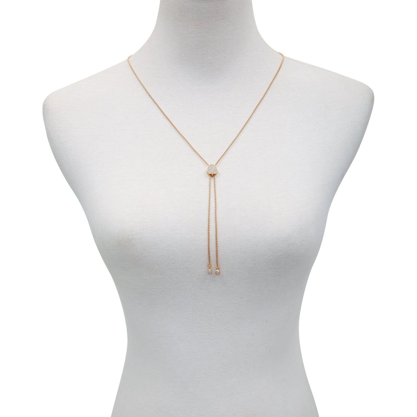 Vince Camuto Pave Slider Bolo Necklace Gold Tone