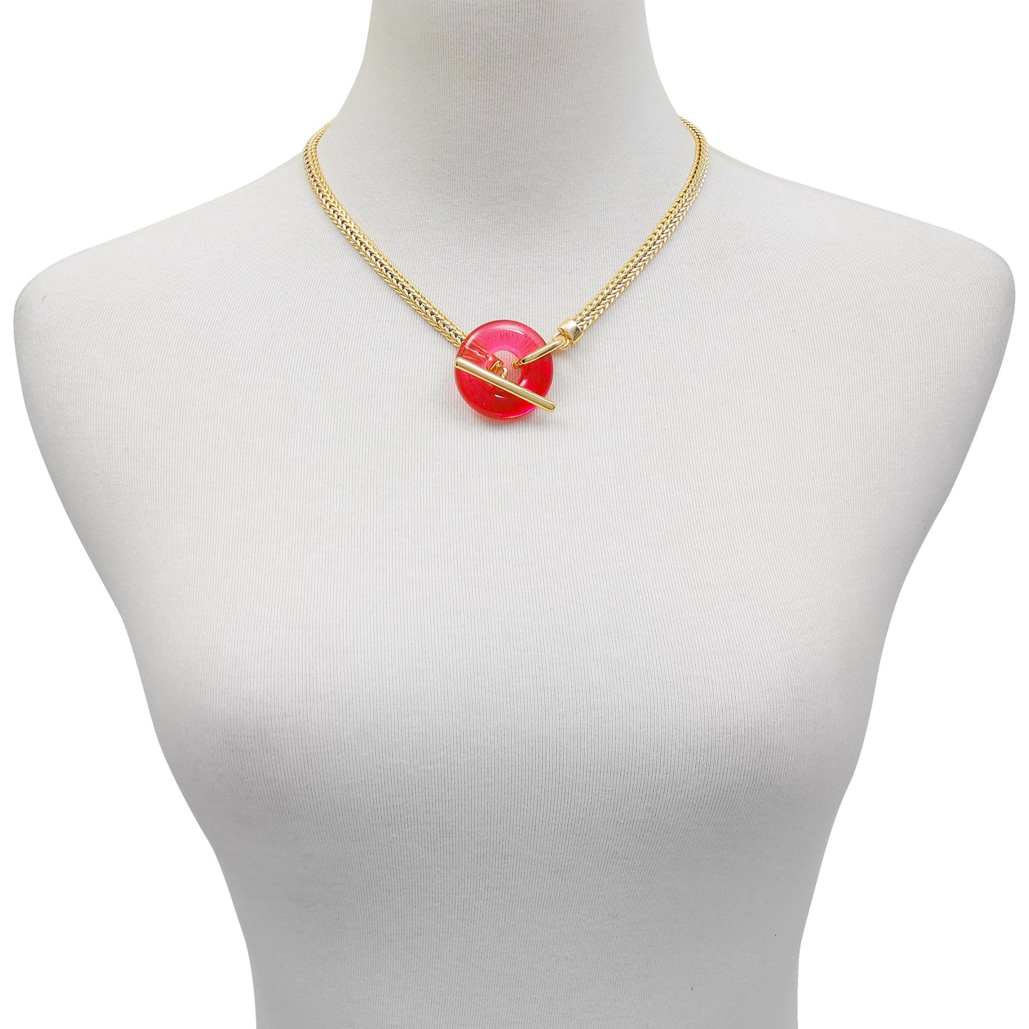 Vince Camuto Goldtone Pink Candy Stone Snake Chain Necklace Gold Tone