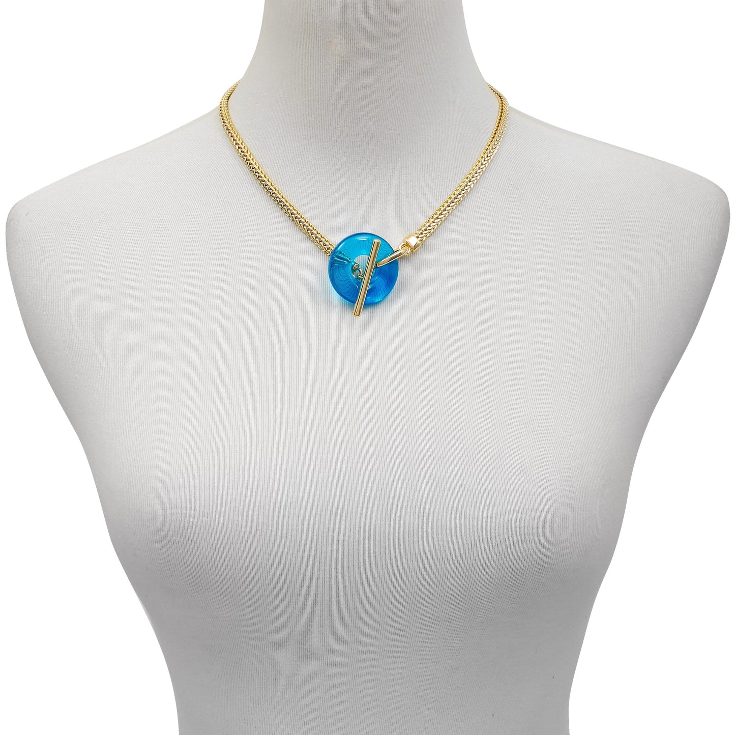 Vince Camuto Goldtone Blue Candy Stone Snake Chain Necklace Gold Tone