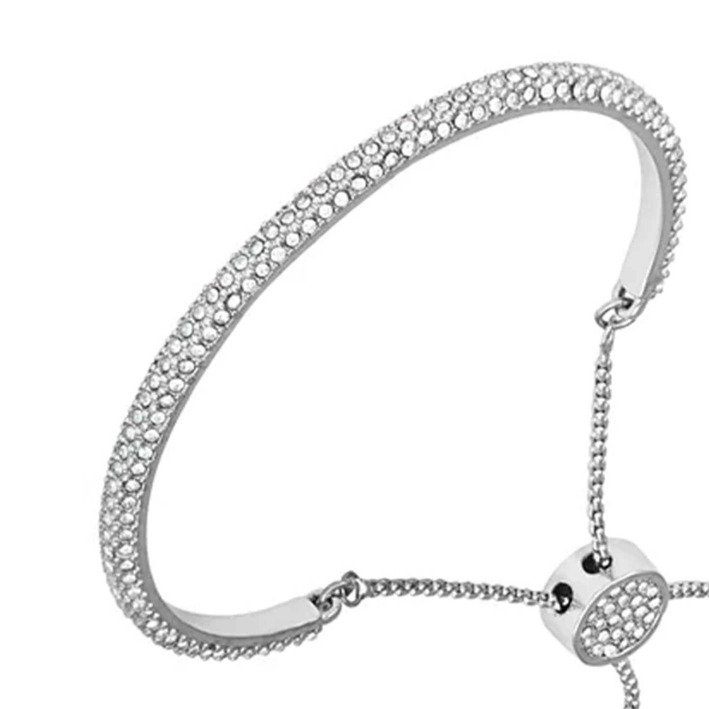 Vince Camuto Silvertone Pave Crystal Stone Slider Bracelet Silver Tone