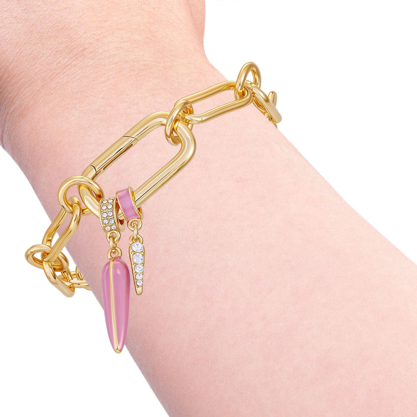 Vince Camuto Pink And Pave Stone Bracelet Gold Tone