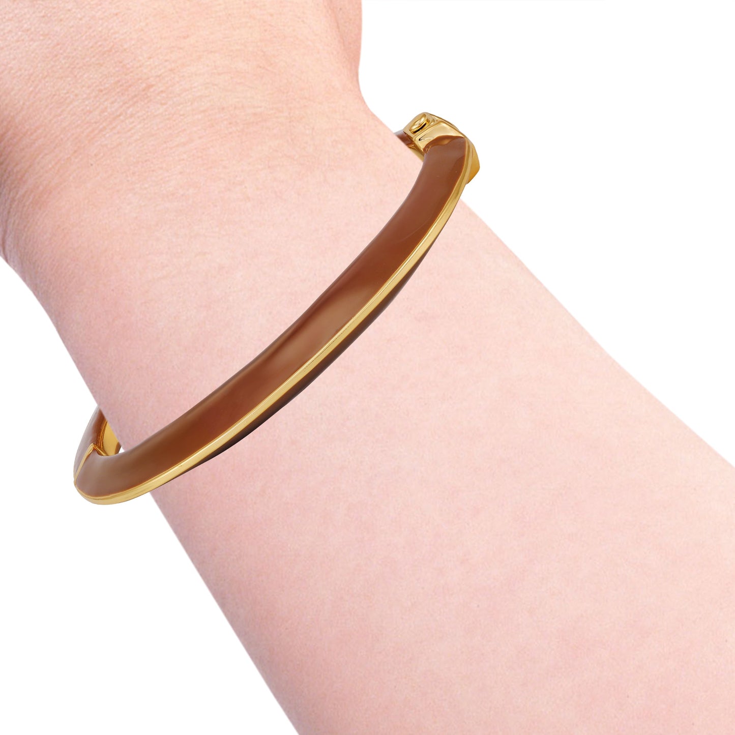 Vince Camuto Hinged Cuff Bracelet Brown Gold Tone