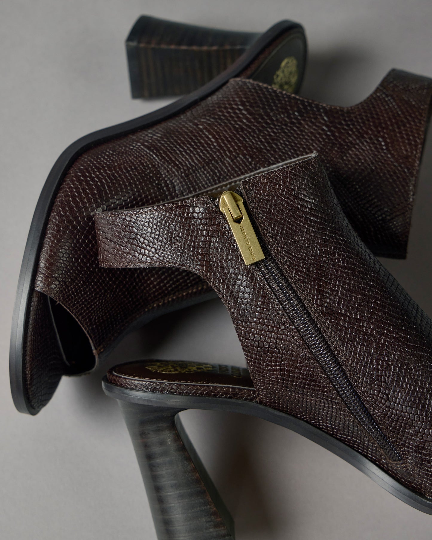 Vince Camuto Rimdia Sandal Brown Snake Print Leather
