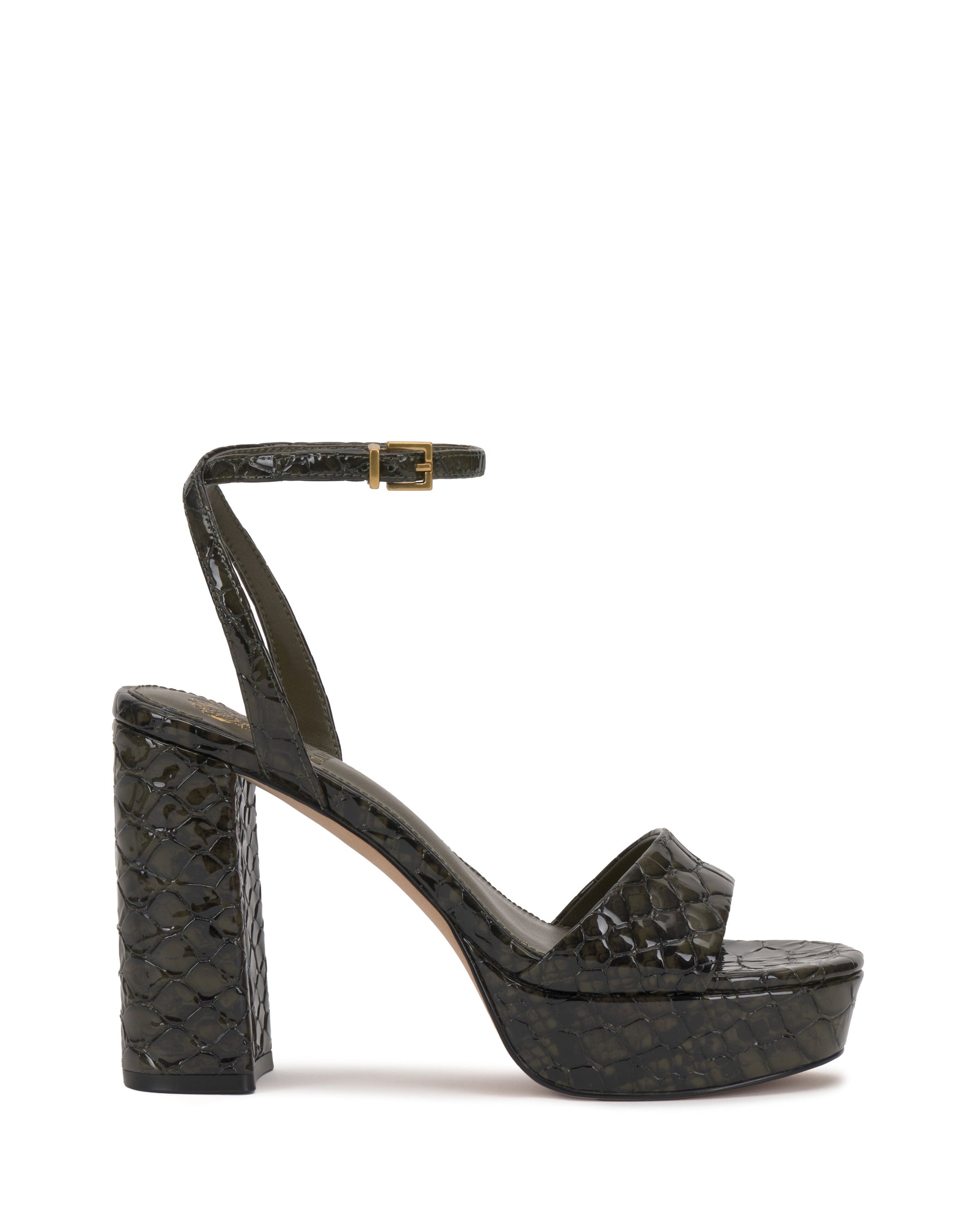 Vince Camuto Pendry Platform Sandal Deep Forest Snake Print Leather