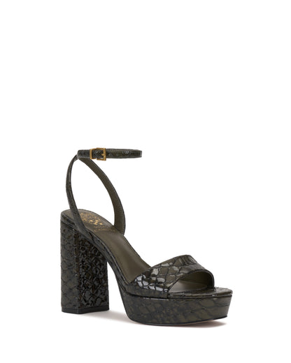 Vince Camuto Pendry Platform Sandal Deep Forest Snake Print Leather
