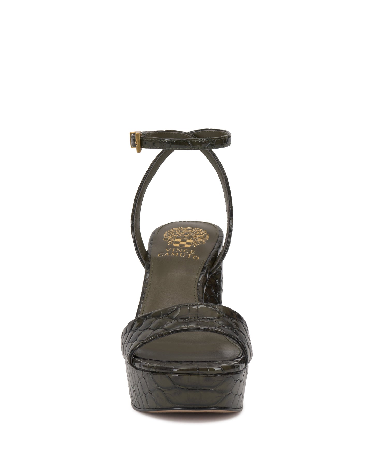 Vince Camuto Pendry Platform Sandal Deep Forest Snake Print Leather