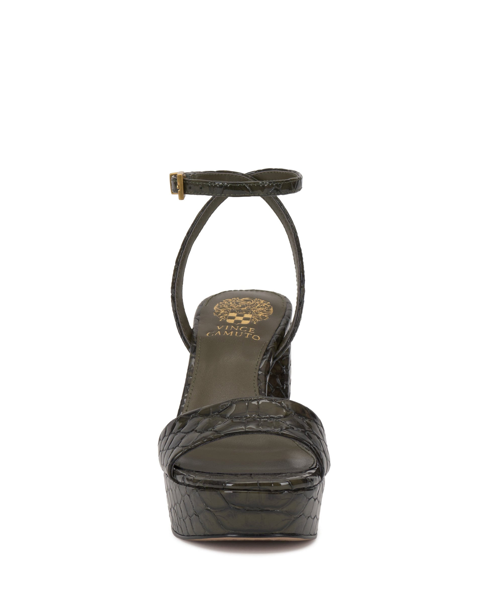 Vince Camuto Pendry Platform Sandal Deep Forest Snake Print Leather