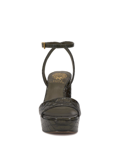 Vince Camuto Pendry Platform Sandal Deep Forest Snake Print Leather