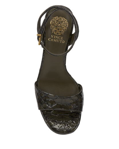 Vince Camuto Pendry Platform Sandal Deep Forest Snake Print Leather