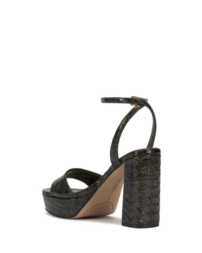 Vince Camuto Pendry Platform Sandal Deep Forest Snake Print Leather