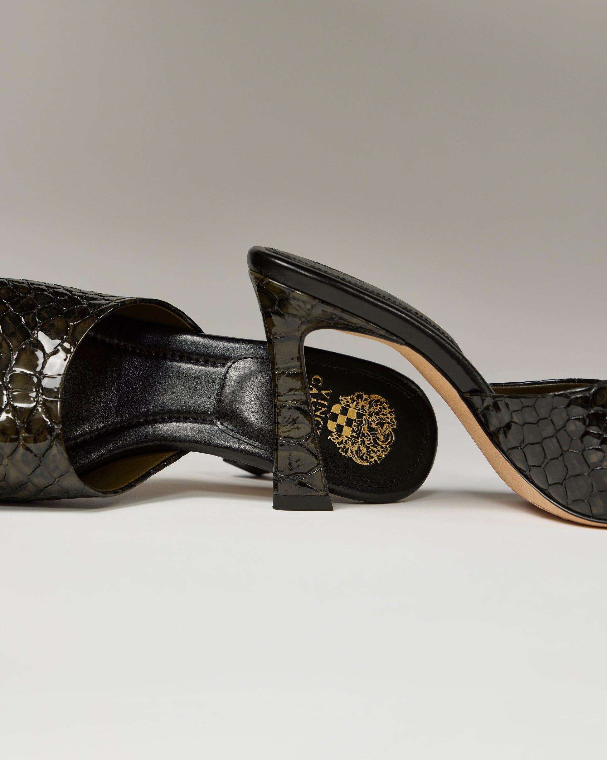 Vince Camuto Paigely Mule Deep Forest Snake Print Leather