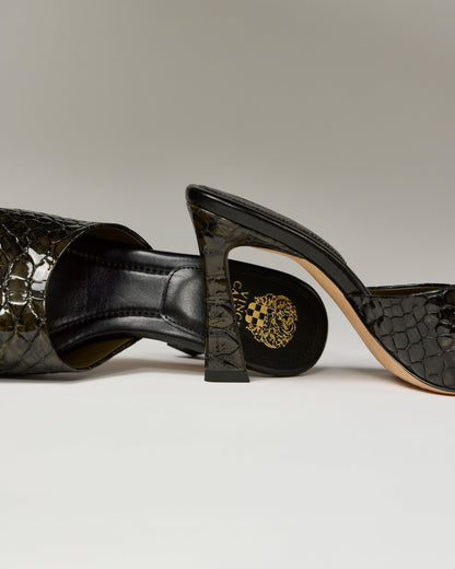 Vince Camuto Paigely Mule Deep Forest Snake Print Leather