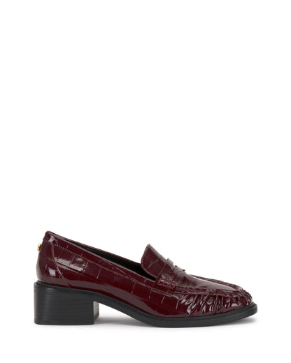 Vince Camuto Eshnie Block Heel Loafer Red Patent Croco