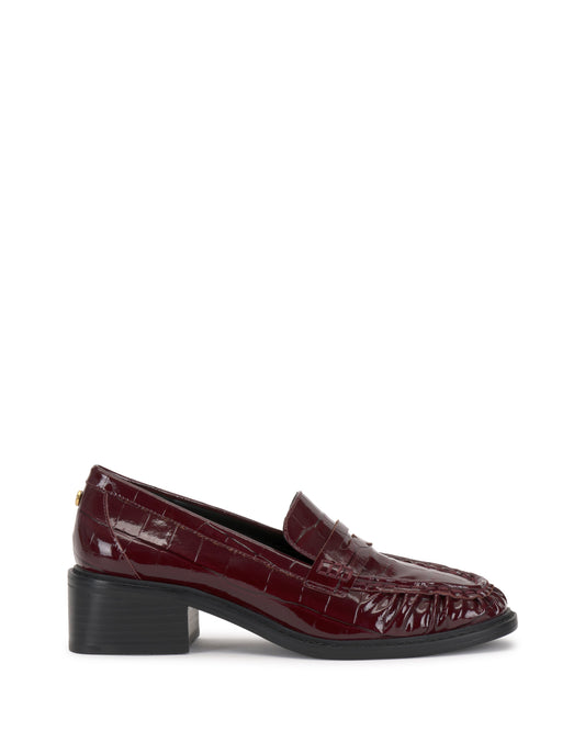 Vince Camuto Eshnie Block Heel Loafer Red Patent Croco