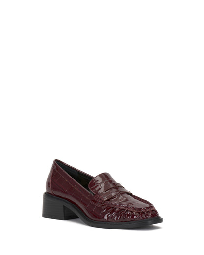 Vince Camuto Eshnie Block Heel Loafer Red Patent Croco