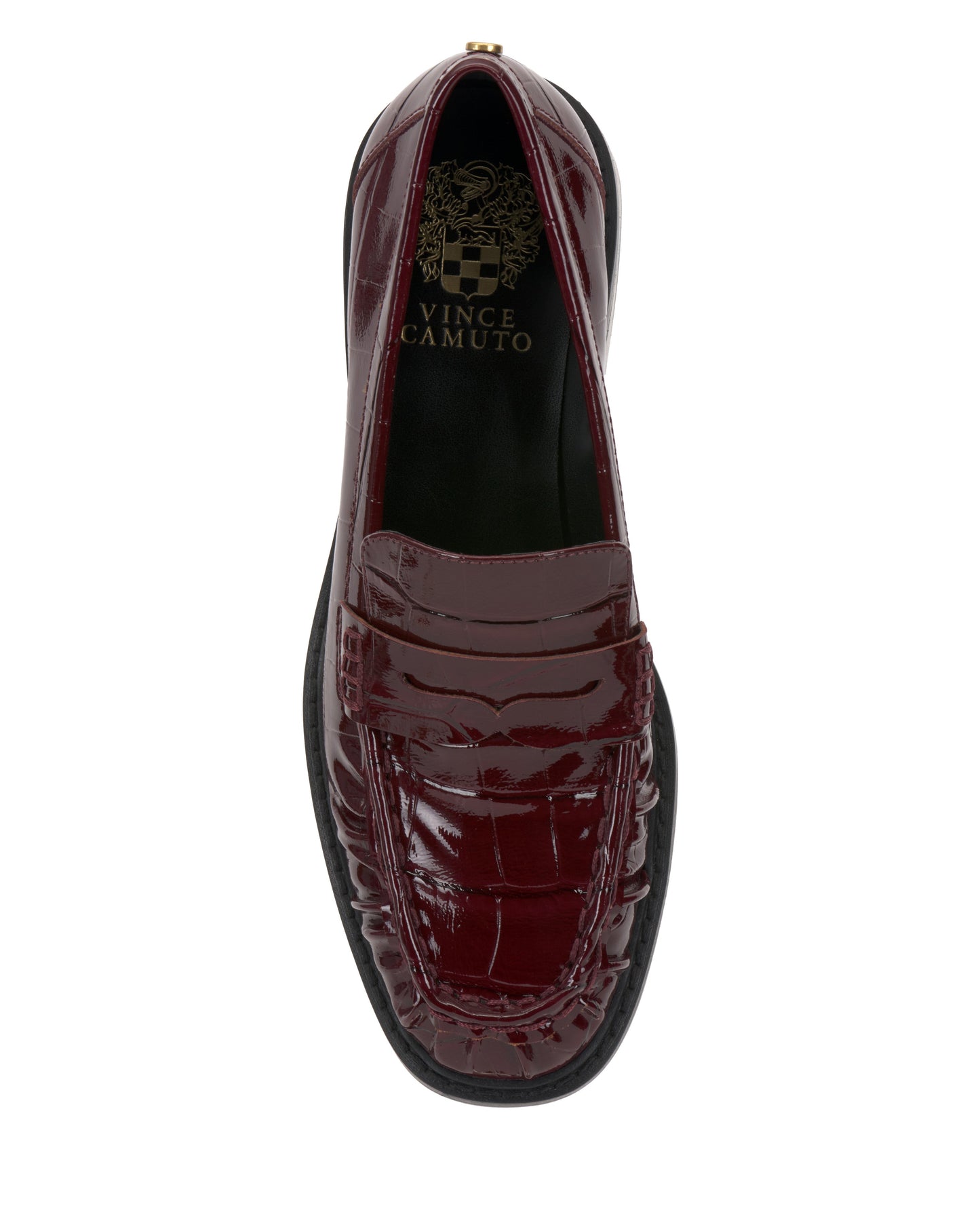 Vince Camuto Eshnie Block Heel Loafer Red Patent Croco