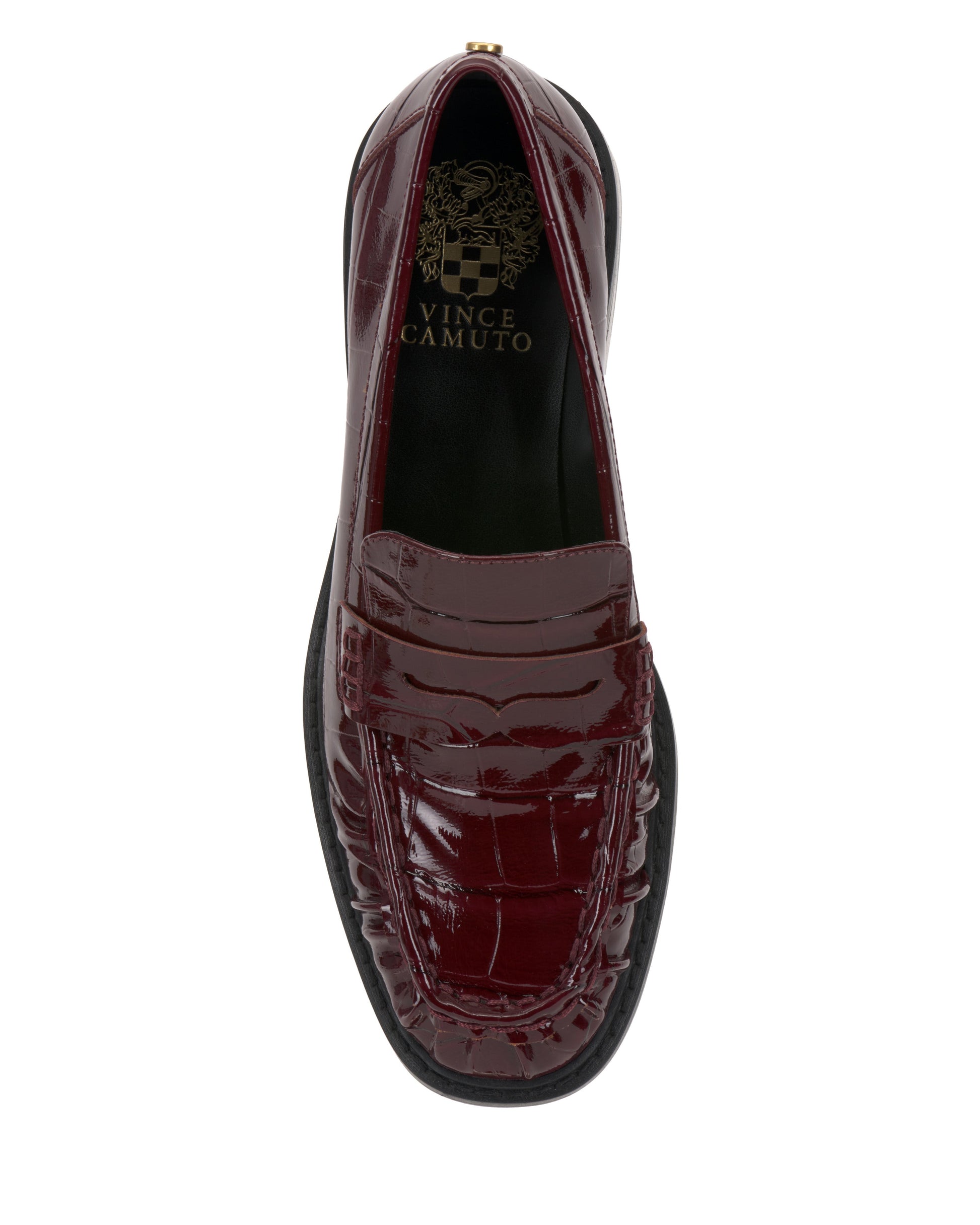 Vince Camuto Eshnie Block Heel Loafer Red Patent Croco