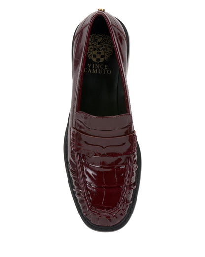 Vince Camuto Eshnie Block Heel Loafer Red Patent Croco