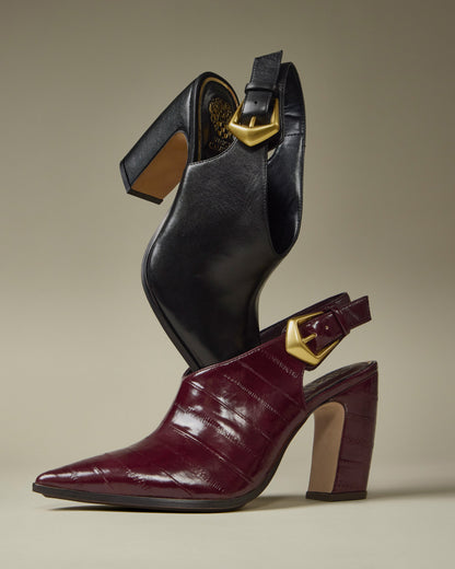 Vince Camuto Baylez Buckled Mule Black Leather