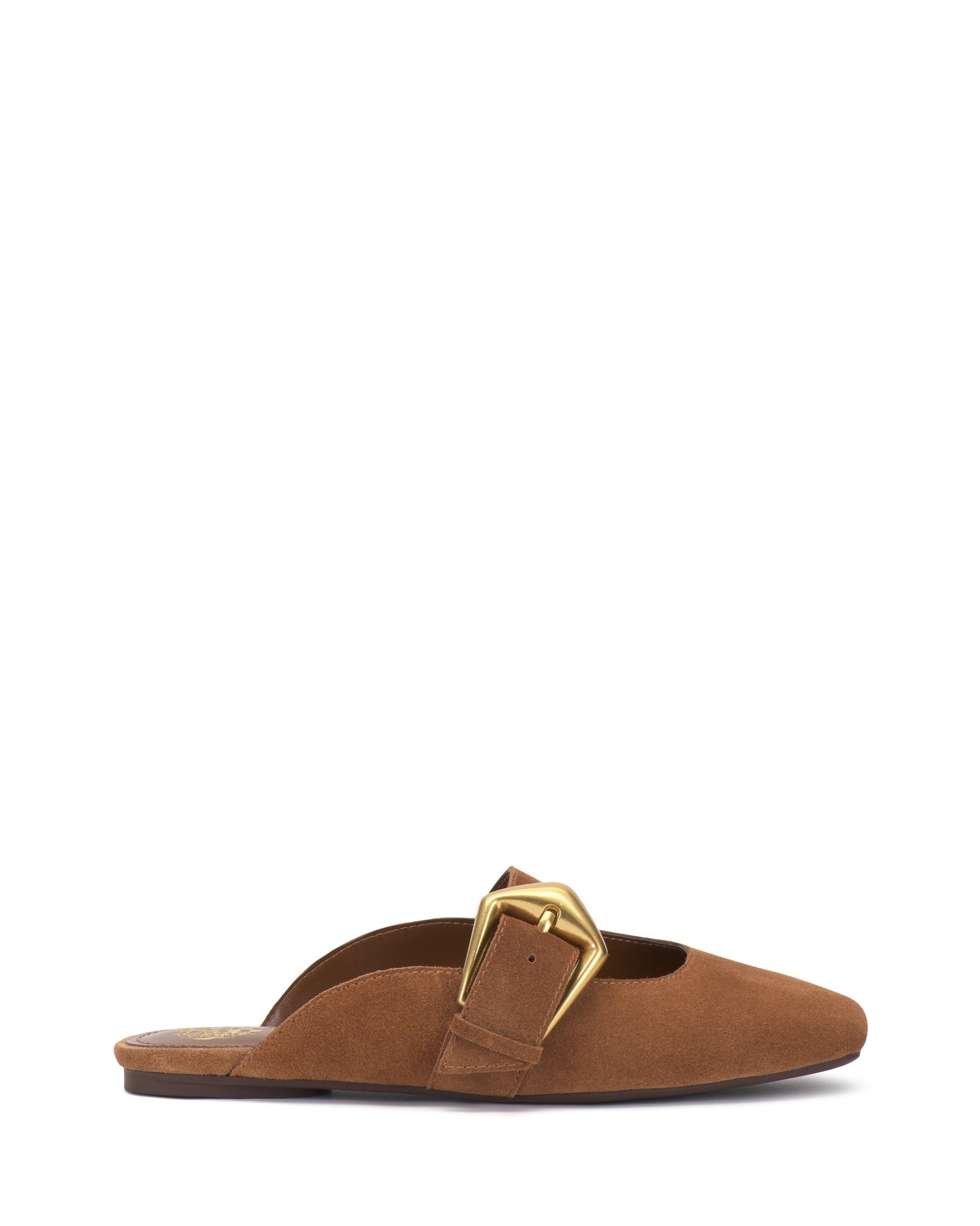 Vince Camuto Vellma Buckle Mule Burnt Sugar Suede