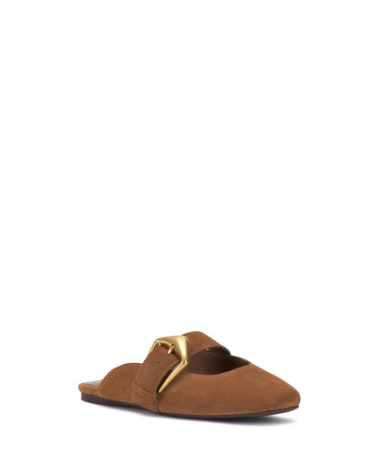 Vince Camuto Vellma Buckle Mule Burnt Sugar Suede