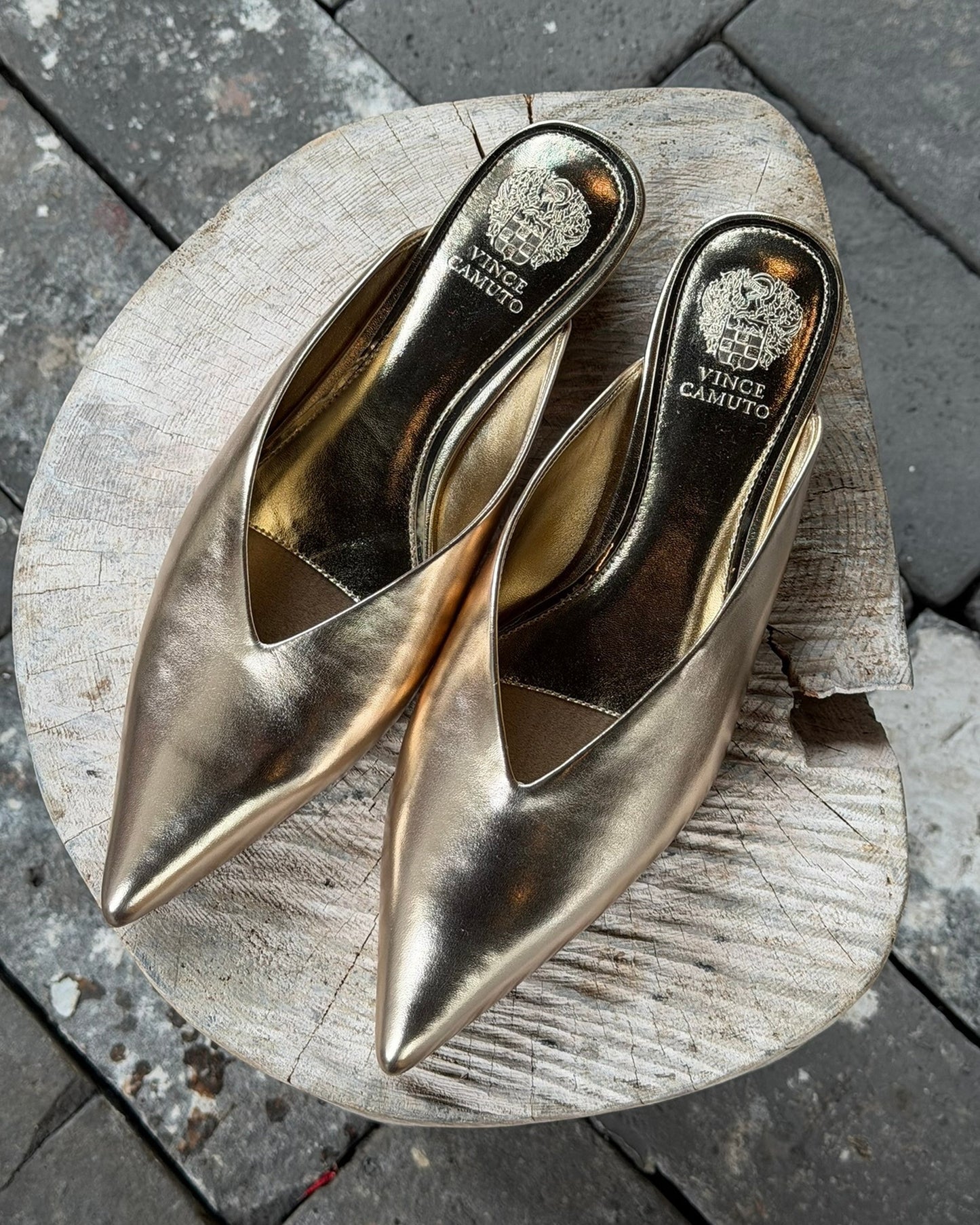 Vince Camuto Vinia Mule Egyptian Gold Metallic Leather