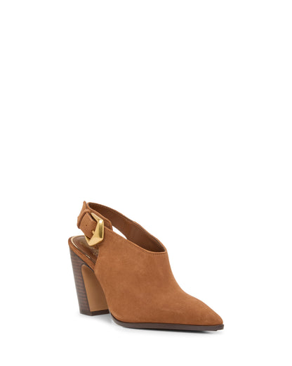 Vince Camuto Baylez Buckled Mule Burnt Sugar Suede