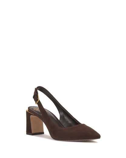Vince Camuto Hamden Buckle Slingback Brownie Suede