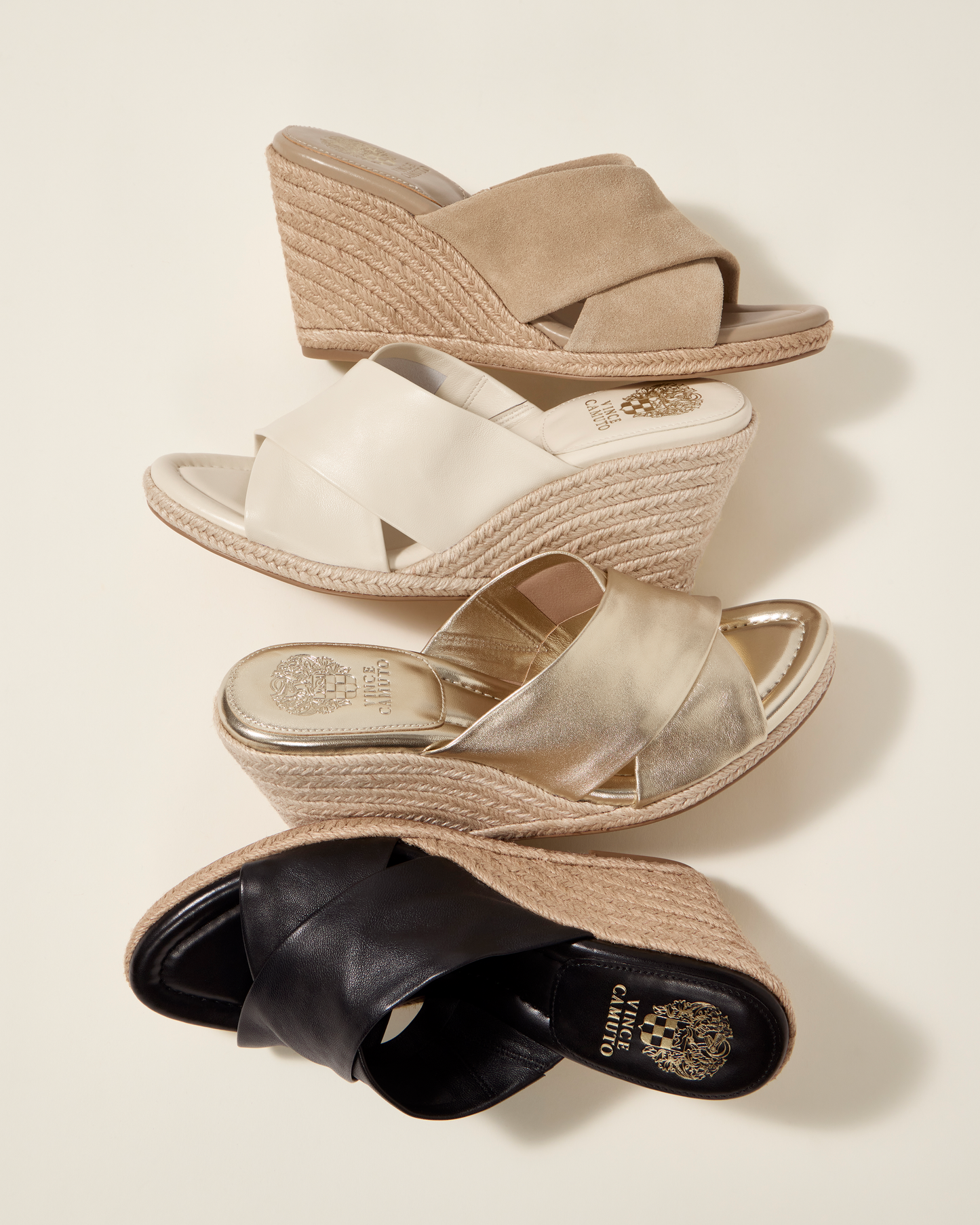 Vince Camuto Fisella Espadrille Wedge Sandal Creamy White Leather