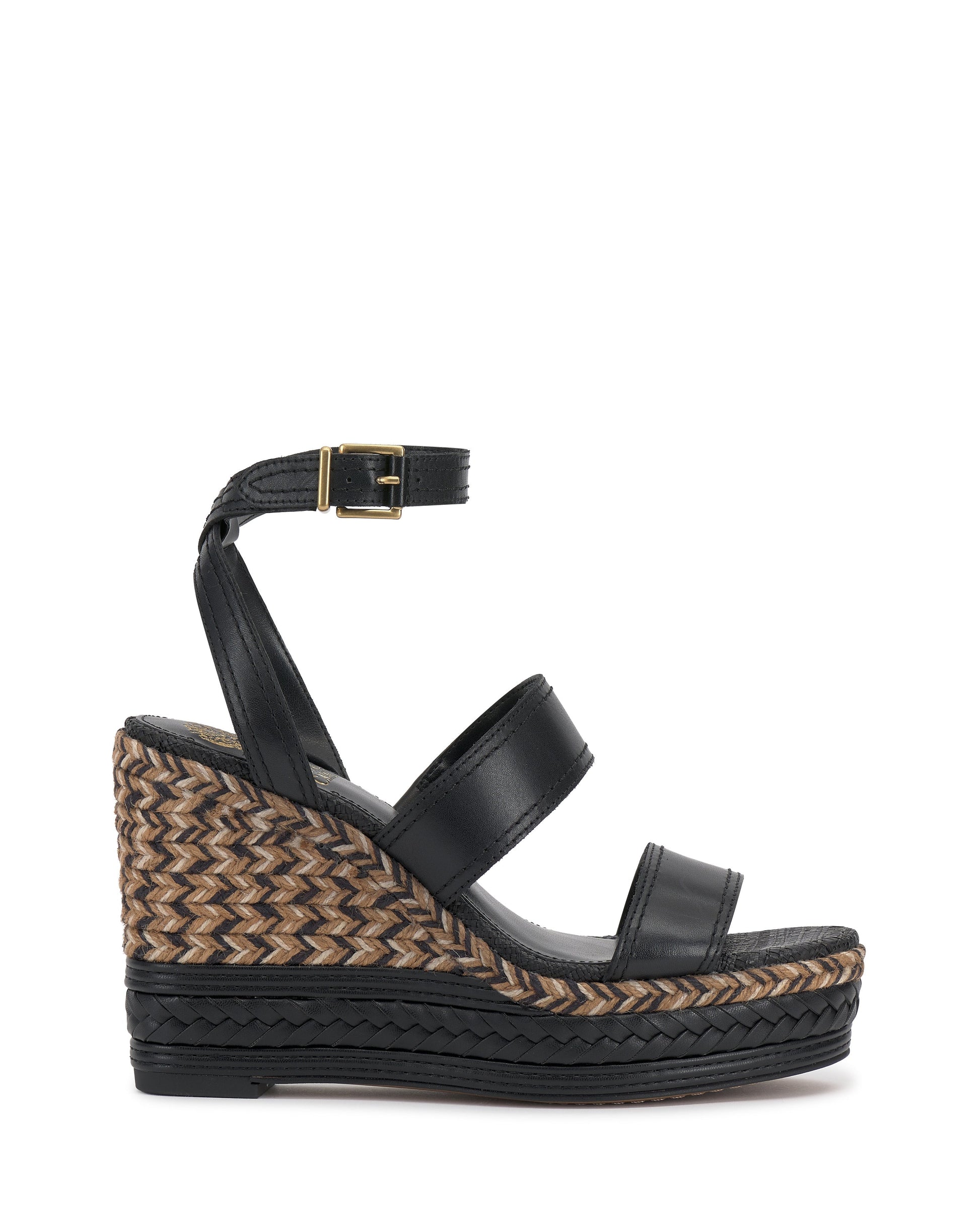 Vince Camuto Esmia Espadrille Wedge Sandal Black Leather