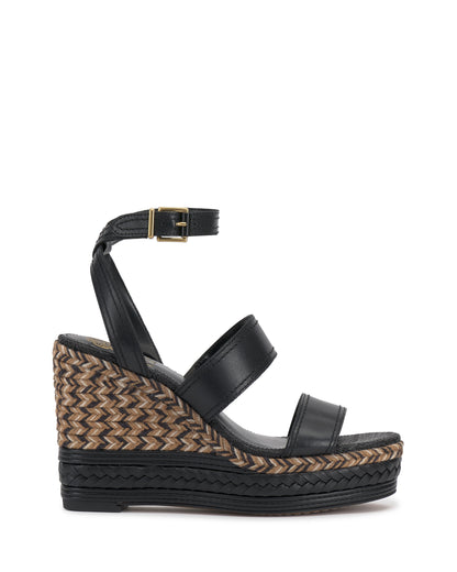 Vince Camuto Esmia Espadrille Wedge Sandal Black Leather