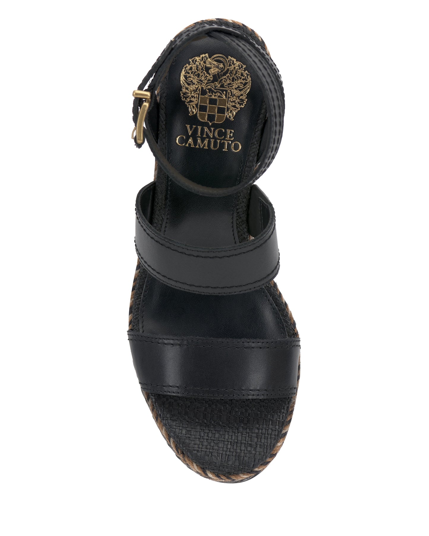 Vince Camuto Esmia Espadrille Wedge Sandal Black Leather