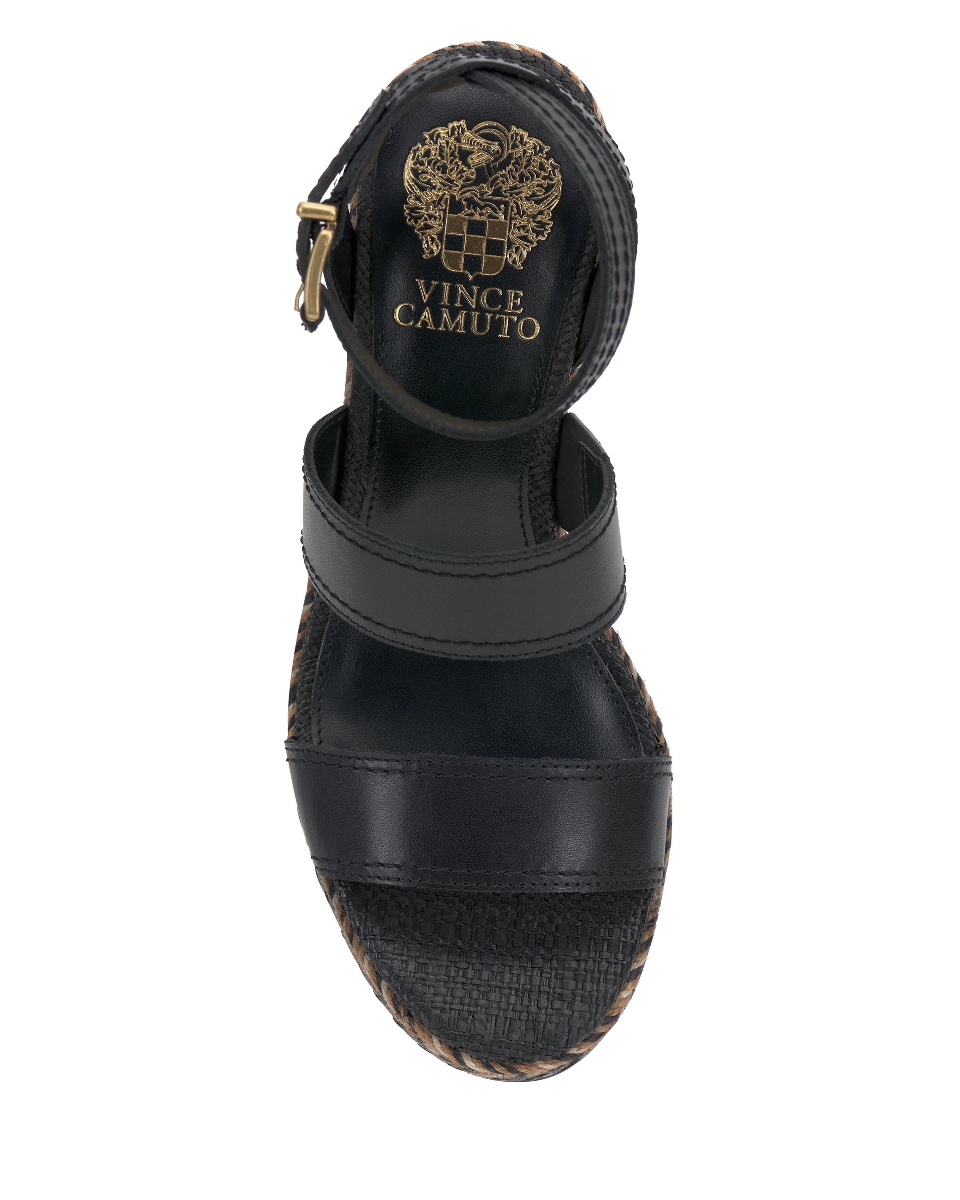 Vince Camuto Esmia Espadrille Wedge Sandal Black Leather