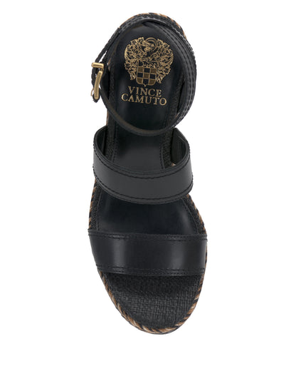 Vince Camuto Esmia Espadrille Wedge Sandal Black Leather