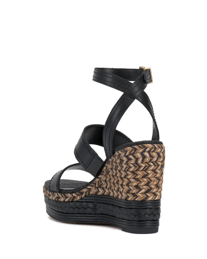 Vince Camuto Esmia Espadrille Wedge Sandal Black Leather