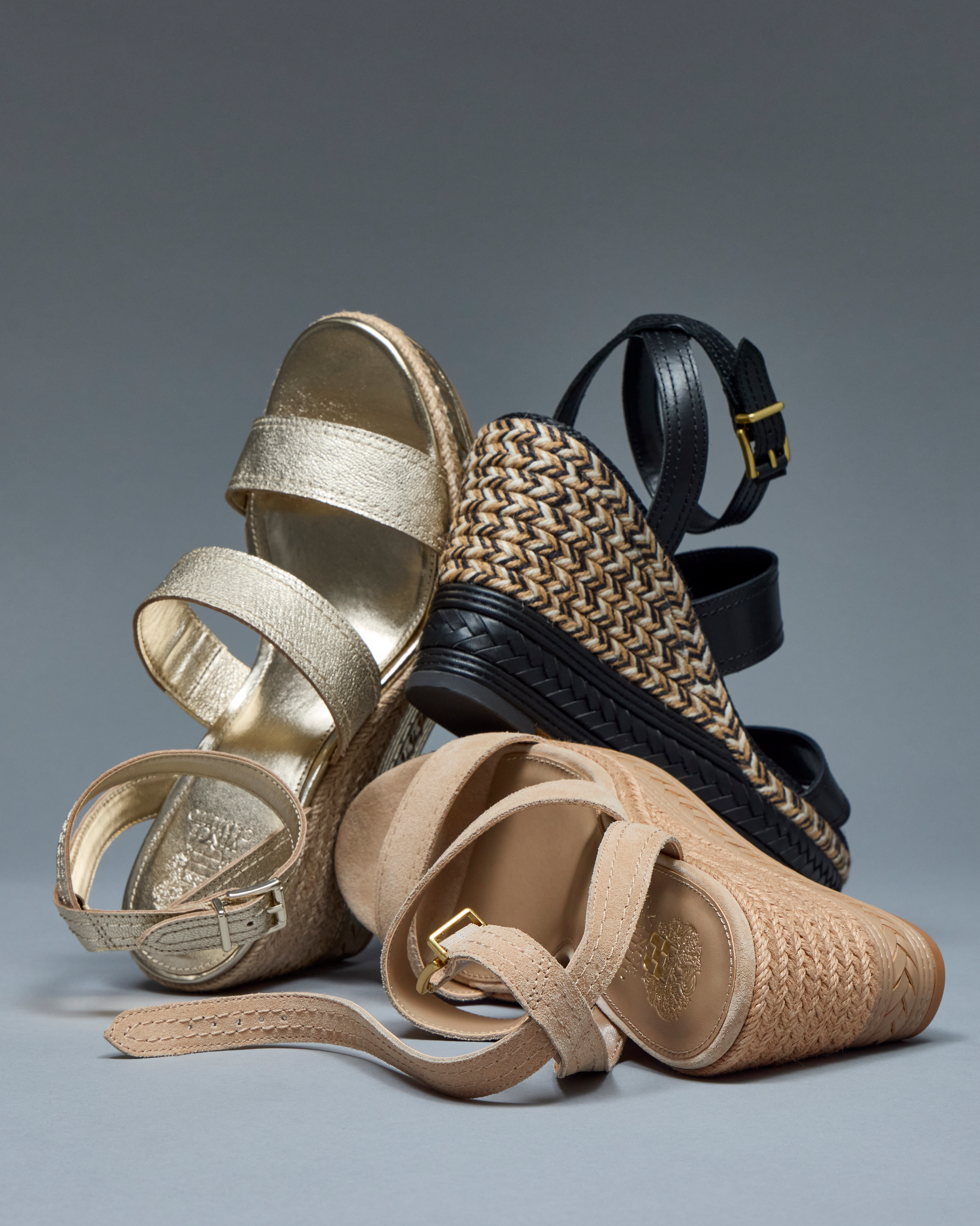 Vince Camuto Esmia Espadrille Wedge Sandal Black Leather