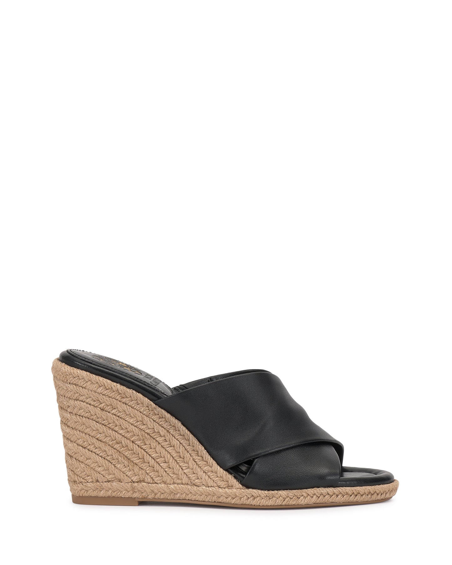 Vince Camuto Fisella Espadrille Wedge Sandal Black Leather
