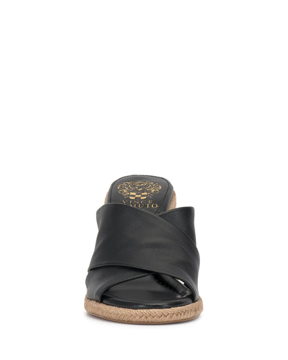 Vince Camuto Fisella Espadrille Wedge Sandal Black Leather
