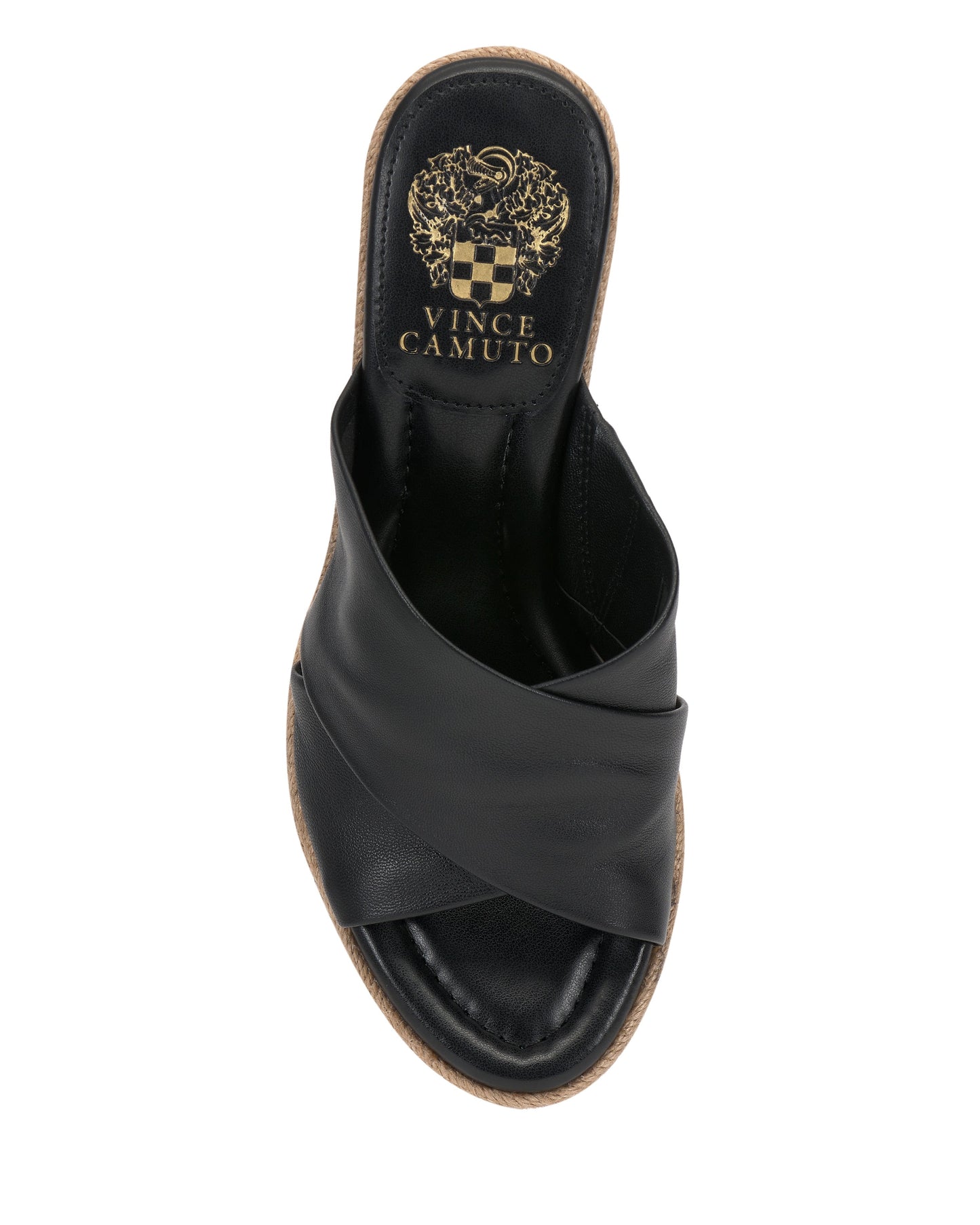 Vince Camuto Fisella Espadrille Wedge Sandal Black Leather