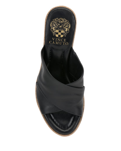 Vince Camuto Fisella Espadrille Wedge Sandal Black Leather