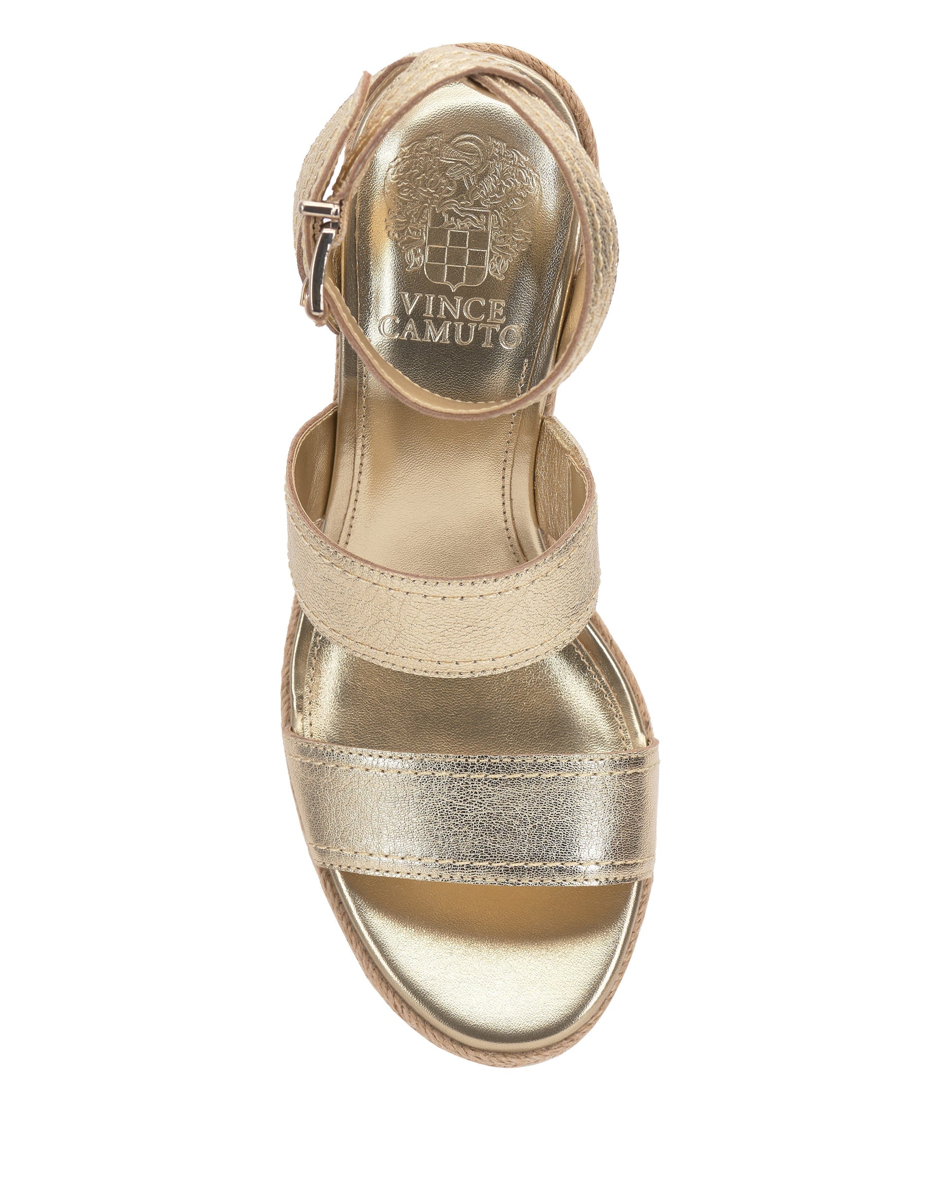 Vince Camuto Esmia Espadrille Wedge Sandal Egyptian Gold Leather