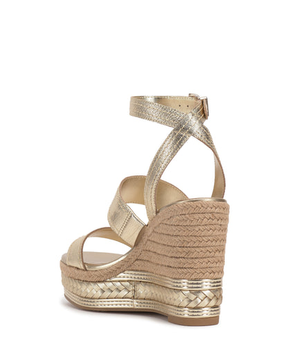 Vince Camuto Esmia Espadrille Wedge Sandal Egyptian Gold Leather