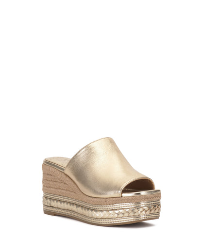 Vince Camuto Lierna Espadrille Wedge Sandal Egyptian Gold Leather